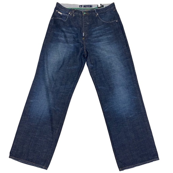 Lifted Research Group Blue Jeans Mens 40x34 Dark‎ Wash Denim Button Fly Straight - Picture 1 of 15